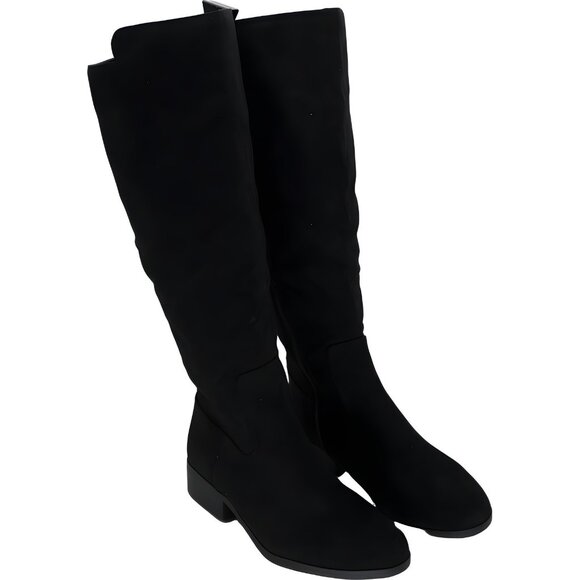 Black Suede Knee-High Women's Boots - Picture 4 of 8